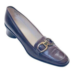 JOAN & DAVID Womens Shoes 365 COMFORT Loafer Brown Leather Bit Medallion Buckl